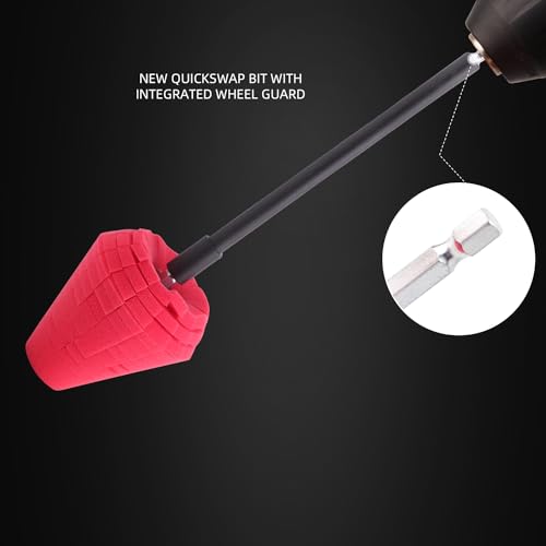 SPTA Metal Polishing Tool, Auto Cone Metal Polish Buffing Polishing Ball, Drill Buffing Sponge Pads Buffing Wheel for Drill Foam, Sponge Buffing for Automotive Car Wheel Hub Care - color: Red Cone Polishing Ball