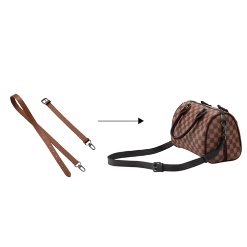 IBWell Genuine Leather Strap Replacement Crossbody Adjustable with Shoulder Strap Pads for Travel Duffel Bags - color: Brown-gun Buckle