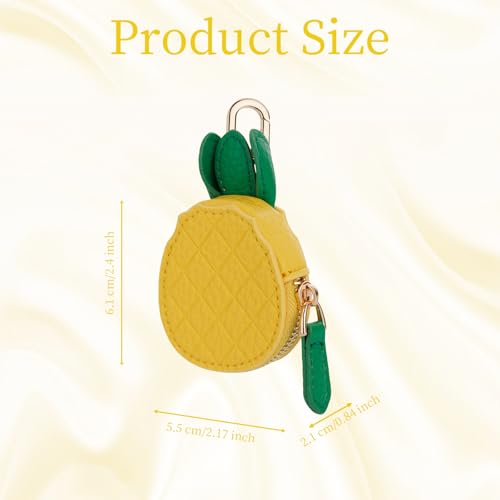 Fruit Coin Purse Bag Charm Keychain, Mini Charm Kawaii Leather Coin Purse Pouch Holder for Airtag Handbag Tote Wallet - color: Pineapple