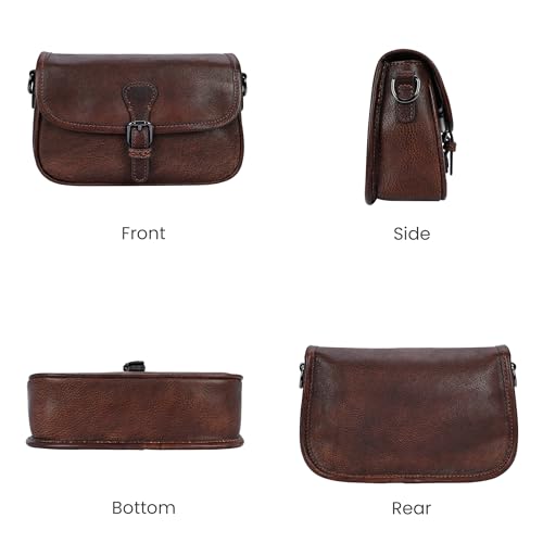 HESHE Leather Small Crossbody Bag for Women Satchel Purse Mini Shoulder Bag | Designer Real Genuine Leather Travel Casual Purse Adjustable Strap Sacthel Hobo Purses Zippered Pockets Magnetic Snap Closure - color: Coffee