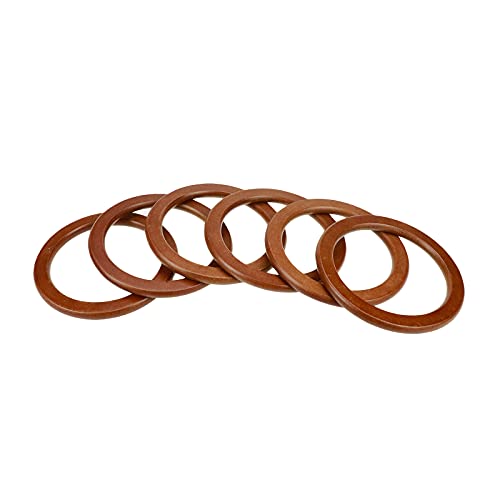 Quluxe 6 Pcs Wooden Round Shaped Handles Replacement | Decorative Bag Handle for Handmade Bag Handbags Purse Handles Crochet Straw Beach Bags- Light Brown