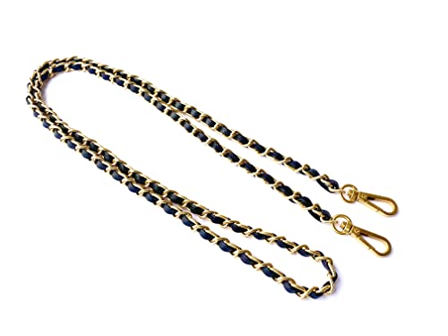 Caviar leather Purse Chain Strap Slim Wide 8mm Length 48.4inch Replacement crossbody chain strap for small handbag - color: Old-gold