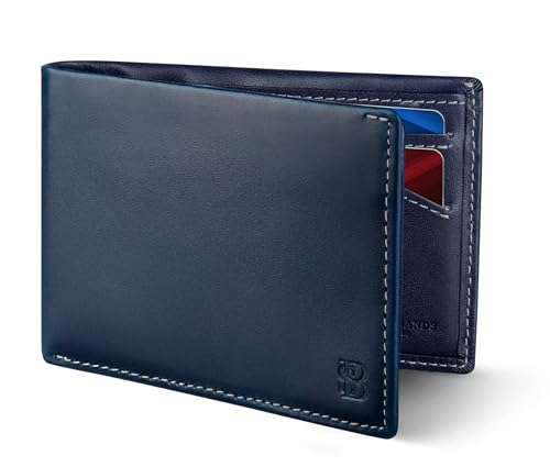 SERMAN BRANDS Mens Slim Bifold Wallet RFID Blocking Minimalist Front Pocket Wallets for Men - Thin & Stylish - color: Z. Atlantic Blue Elite