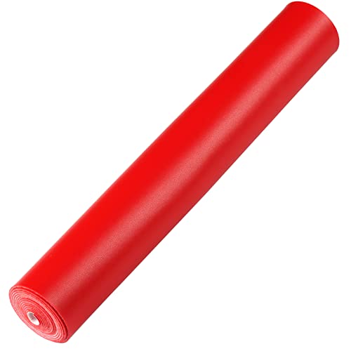 Smooth Solid Color Faux Leather Sheets Roll 12"X53" (30cmX135cm),Very Suitable for Making Crafts, Leather Earrings, Bows,Sewing (Red) - color: Red