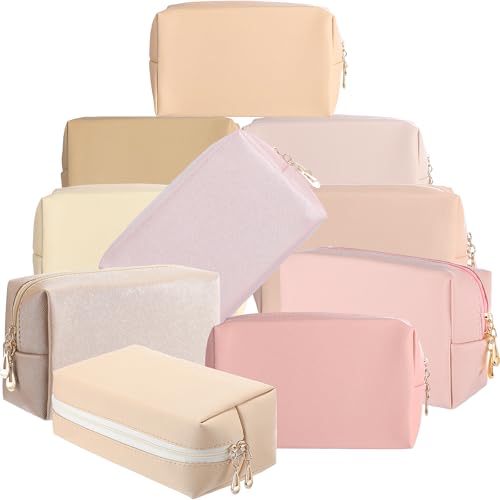Sanwuta 9 Pcs Makeup Bags Bulk Toiletry Case,Pink Brown Series - color: Pink Brown Series