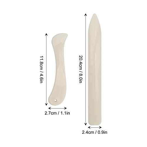 Bone Folder Set, 2 Piece Plastic Paper Creaser, Leather Burnishing Tool for Bookbinding, Card Making, Scrapbooking, Non Stick Scoring Craft Tools
