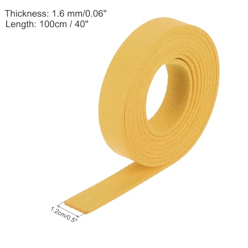 MECCANIXITY Leather Straps Strip Belt 1.2cm(0.5" Width) 100cm(40" Length) Leather Strips String Yellow for DIY Craft, Jewelry, Key Chains - color: Yellow, size: 1.2cm x 100cm