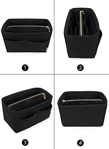 LEXSION Felt Purse Organizer Insert, Tote Bag Shaper Dividers with 5 Sizes - color: Black, size: Slender Medium