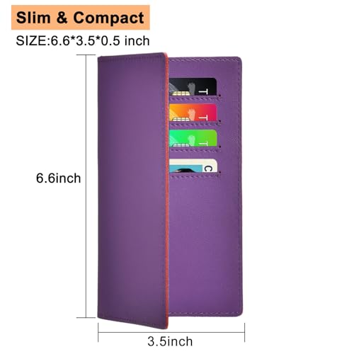 Checkbook Covers for Personal Duplicate Checks, Genuine Leather Checkbooks Register Cover Holder Wallets for Women & Men (Purple) - color: Purple
