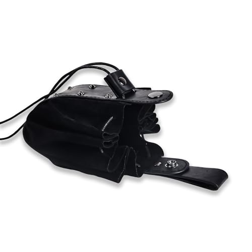 Medieval Faux Leather Drawstring Pouch Vintage Rivets Belt Pouch Coin Purse Dice Bag For LARP Ren Faire (Black A) - color: Black A