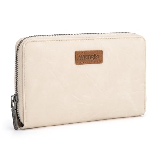 Wrangler Womens Wallet Wristlet Long Purse Designer Clutch Large Capacity Credit Card Holder for Women Men - color: A-Tan