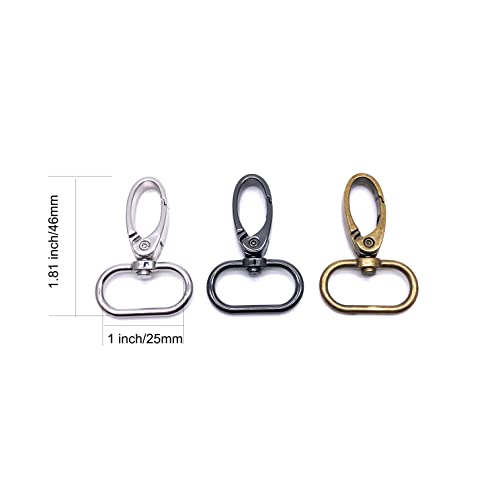 Swivel Lobster Clasps 1 inch Metal 20Pcs for Purses Bag Hardware | 1" Swivel Snap Hooks for Handbag Backpack Dog Collars Webbing Keychain Lanyard Strap Craft Making Mix Colors - color: Silver/Gunmetal/Antique Bronze, size: 1 inch
