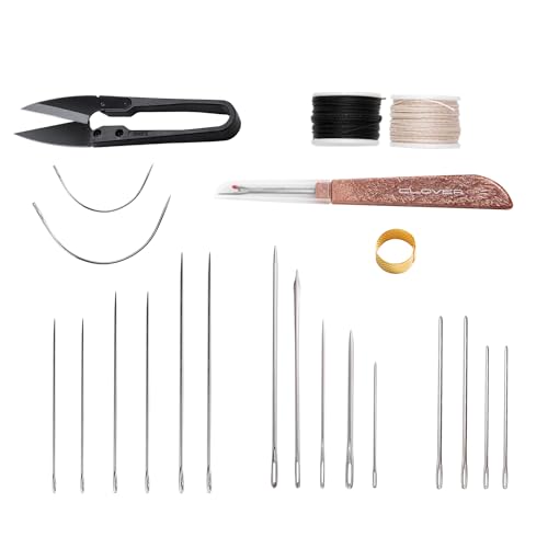 WUTA 51 Pcs Sewing Thread Kit, 48 Pcs Sewing Needles with Seam Ripper Leather Hand Sewing U-Shaped Scissors Metal Sewing Thimble for DIY Leather Craft, Sofa, Shoe, Backpack - color: 22Pcs