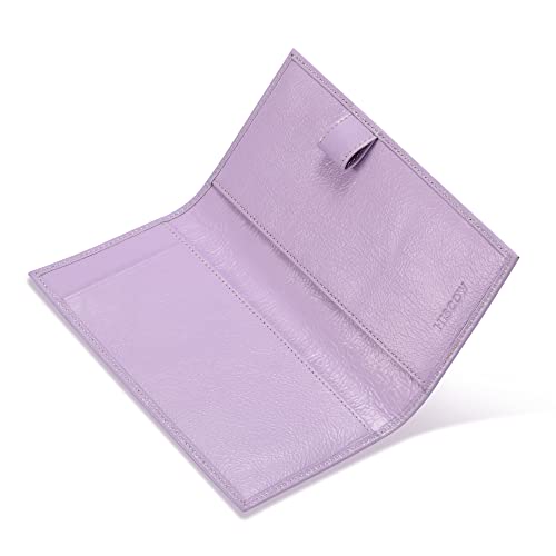 HISCOW Leather Checkbook Cover for Duplicate Checks with Pen Holder - color: Antiqued Lavender