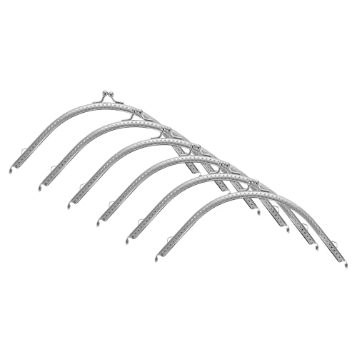 uxcell 6 Pcs Metal Purse Frame, 18cm/7.1" Vintage Arch Kiss Lock Clasp Frame Embossed for Purse Making, Handled Bag, Coin Bag Clutch Bag, Frame Hardware Replacements (Silver) - size: 7.1"