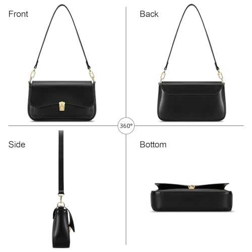 KKXIU Small Shoulder Bag for Women Cute Hobo Handbags Mini Clutch Purses | Classic Trendy Retro Underarm Crossbody Bag with Detachable Straps, Zipper Closure - color: Black
