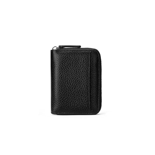 SENDEFN RFID Credit Card Holder for Women Small Leather Zipper Card Case Wallet 15 Slots - color: J-Black