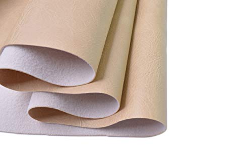 Wento Thick 3 Yard Faux Leather Fabric Soft Skin Grain PU Leather Fabric for Furniture Cover Reupholster Sofa Chairs Cushions Vinyl Upholstery (3 Yards, Beige) - color: Beige, size: 3 Yards (54" x 108")
