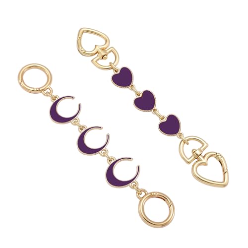 Anbys Bag Charms Chain Heart Moon Purse Extender Chain Purse Strap Extenders Bag Charms for Handbags(Purple Heart/Moon) - color: Elegant Purple