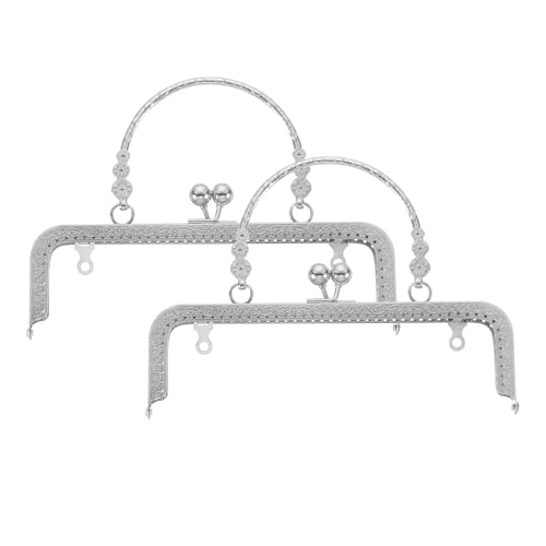 uxcell 2 Pcs Metal Purse Frame, 20cm/7.9" Retro Rectangle Kiss Lock Clasp Frame Embossed for Purse Making, Handled Bag, Coin Bag Clutch Bag, Frame Hardware Replacements (Silver) - color: Silver, size: 7.9"