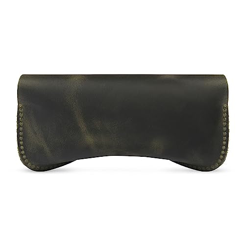 Londo Genuine Leather Case for Eyeglass, Sunglasses, Goggles and Spectacles with Magnetic Closure - color: Green