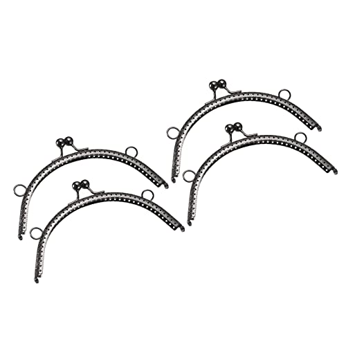 UXCELL 4pcs Metal Purse Frame, 6" Kiss Lock Clasp Rectangle Embossed Clutch Frame Handles for Coin Purse Sewing Bag Making DIY Leather Craft, Black - color: Black, size: 6"