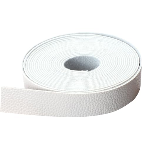 picheng Faux Leather Strap 1 Inches Wide Lychee Texture Leather Straps for Crafts, 200 Inches Long Faux Leather Strips - color: White