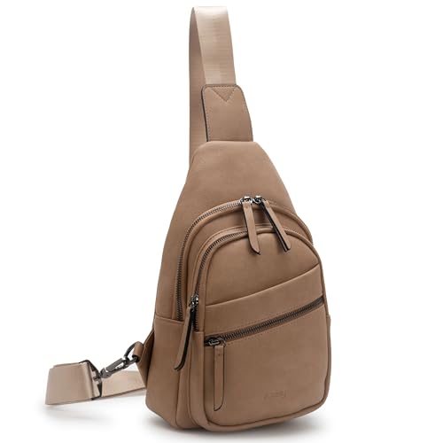 Alldaily Large Sling Bag for Women Crossbody Purse Leather Fashionable Trendy Chest Bag for Travel, Fanny Pack (Beige) - color: Beige