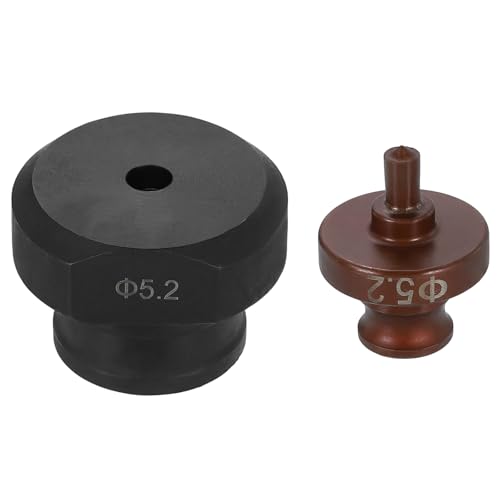 HARFINGTON Hydraulic Hole Punch Die 5.2mm Round Hole 40Cr Steel Electric Punching Kit for MHP-20 JP-20 Electric Punching Machine, Burgundy & Black - size: 5.2mm