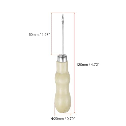 3pcs Handwork Sewing Awl Double Gourd Hook Head Leather Punch Hole Tool with Wooden Handle Scratch for Broken Wire Make Mark Drilling Stitching Repair and DIY Handmade, Log Color