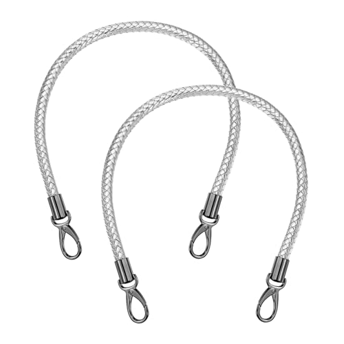 MECCANIXITY Braided Purse Strap, PU Leather Purse Strap Handle Replacement for Handbag Tote Underarm Bag Making - color: Silver