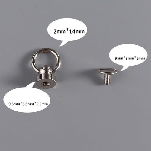 dophee 10PCS Solid Brass O-Ring Rivet Studs for Leather Craft, Silver | 360 Degree Rotatable Head Spikes Buttons for Phone Shell Purse Handbag Making - color: Silver