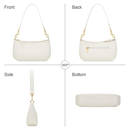KKXIU Small Black Purse for Women, Cute Mini Shoulder Bag Zipper Closure | 2 Removable Straps, Retro Underarm Bags, Classic Crossbody Bag, Handbag for Women - color: Beige