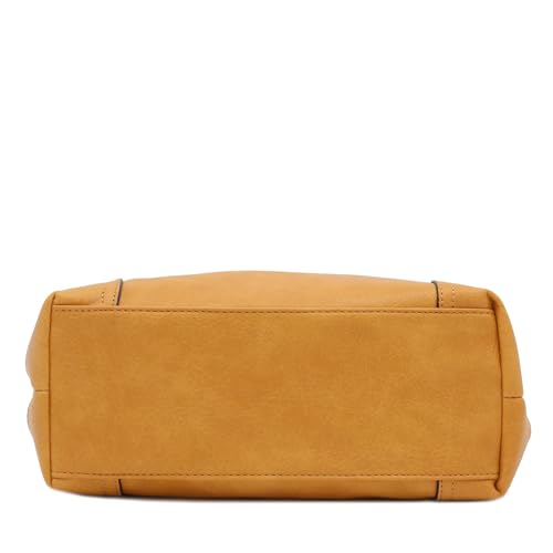 Hobo Shoulder Bag with Big Snap Hook Hardware - color: Mustard