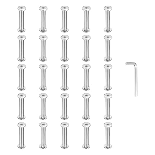 PATIKIL M5x5mm Hex Chicago Screws 6x30mm, 20Pcs 304 Stainless Steel Metric Hex Drive Socket Cap Binding Post Screw Posts for Scrapbook Leather Belt Album Furniture Repair, Silver - size: M5x5mm, 6x30mm
