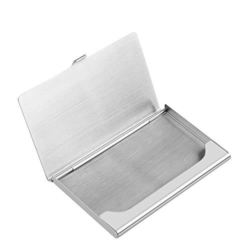 Business Card Holder, Slim Business Card Case for Men & Women, Pocket Metal Card Case, Professional Stainless Steel Business Card Holders, Purse Name Card Holder, Buckle Style Shut - style: Silver