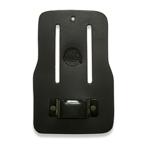 Graintex Measuring Tape Holder for Tool Belt, Premium Top Grain Leather, Steel Tape Holder Clip, Fits up to 3" Wide Belt for Electricians, Carpenters, Contractors, Framers - color: Black
