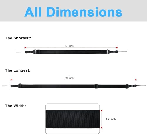 TIMISM Shoulder Strap, 59 inch Adjustable Removable Shoulder Straps, Black | Sturdy Nylon Comfortable Shoulder Strap, Universal Replacement Strap Holder Cross Body for Tablet Case/Camera/Crossbody Bag - size: 1 Strap with Thin Connector