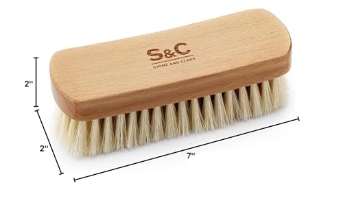 Premium Beige Horse Hair Brush - Horse Hair Shoe Brushes for Polishing, Cleaning & Buffing Leather Shoes - Boot Brush with Soft Bristles, Comfy Grip - Shoe Polish Brush Made of Beech Wood - color: Natural White