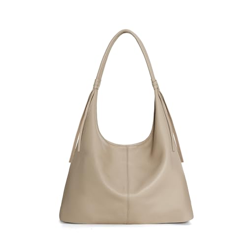 befen Genuine Leather Slouchy Hobo Purses for Women, Casual Hobo Bags - color: Apricot