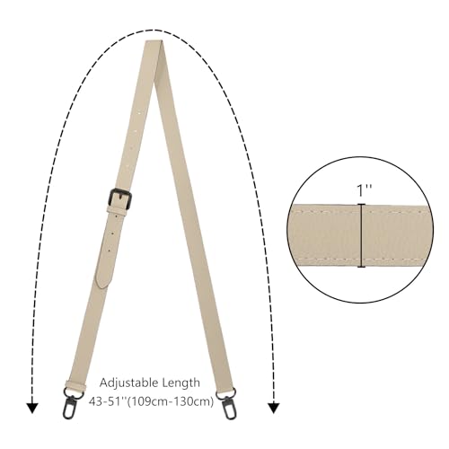 IBWell Genuine Leather Strap Replacement Crossbody Adjustable with Shoulder Strap Pads for Travel Duffel Bags - color: Beige-gun Buckle