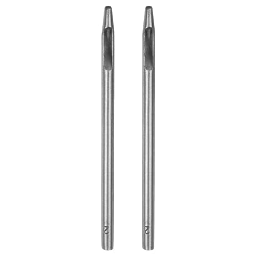 HARFINGTON 2pcs Hollow Punch for Leather 2mm Round Hole Punch Tool for Belt Puncher Carbon Steel Single Punch for Watch Belt Cut Leather Craft Rubber Paper Fabric Plastic Soft Material - size: 2mm