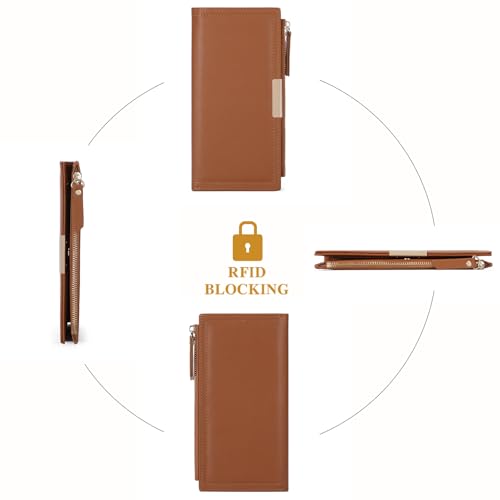 Slim Women's Wallet Ladies Credit Card Holder Bifold RFID Blocking - color: A05 Brown