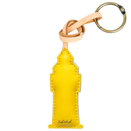 Travel Icon Leather Charm Keychain - Hand-Sewn Bag Charm for Car, Backpack Decoration, Gift for Women Men Kids - color: Bigben