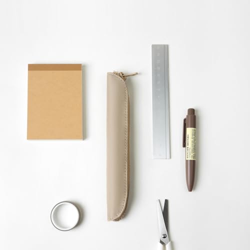 Slim Pencil Case Skinny Pen Case Pen Pouch (Oxford Khaki) | Silver zipper; tough wipe-clean Oxford fabric; holds gel writers and a stylus; fits binders planners and backpacks - color: Khaki