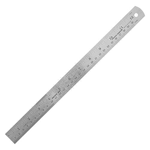 Pacific Arc 12 Inch Stainless Steel Ruler with Inch/Metric Conversion Table - style: 12 In