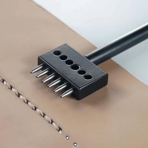 Leather Round Hole Punching Tool 3pcs Prong Punch Tool Set with 2/4/6 Prong Options for Precise Round Hole Punching DIY Leather Craft (5MM) - size: 5MM