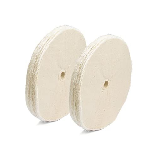ENKAY - 8" Loose Cotton Buffing Wheels (2 Pack) for Polishing Metal and More, for Use with Polishing Compounds, Buffing Machines & Bench Grinders (40 Ply Each)