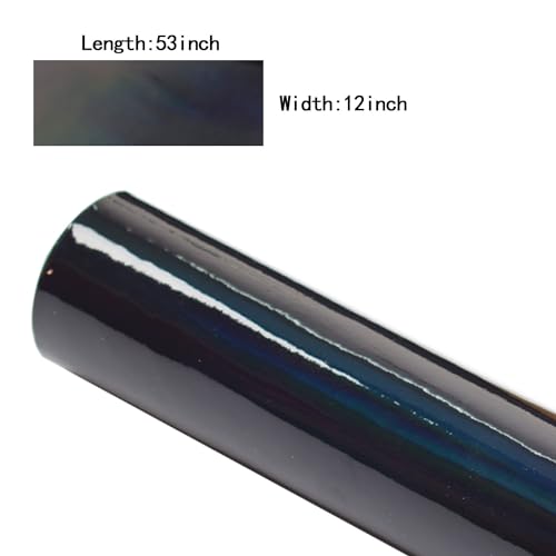 HGUAN Holographic Vinyl Fabric 12"x53"(30cm x 135cm),1roll Faux Leather Sheets are Suitable for Bows,Leather Earrings and Other DIY Craft Items (Black) - color: Black