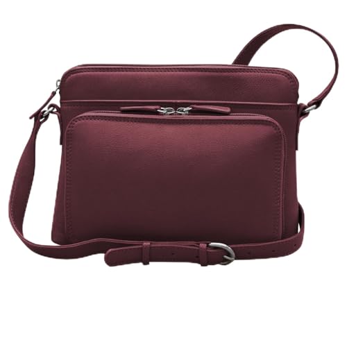 ili New York Genuine Leather Crossbody Bags for Women - Premium RFID Blocking Shoulder Bag Organizer with Adjustable Strap - color: Merlot